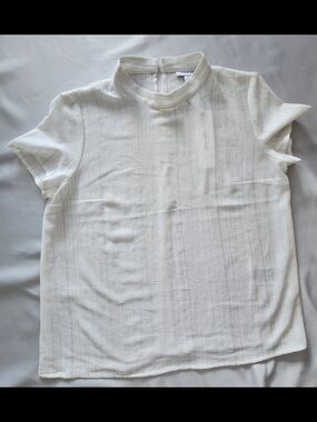 Calvin Klein Shimmer Stripe Mock Neck Blouse - Size S NWT $69